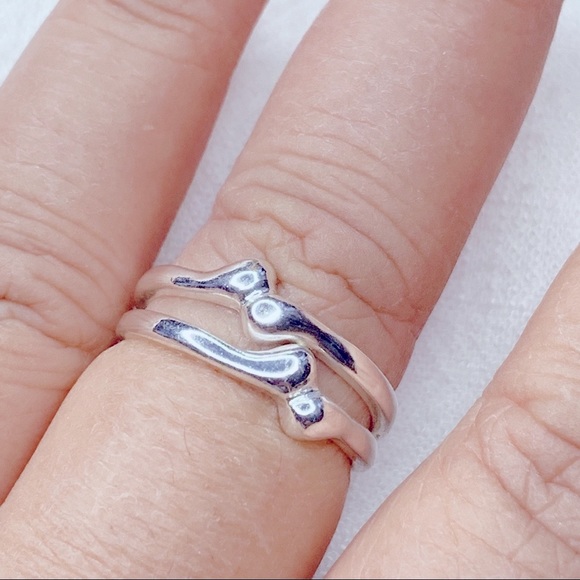 ❣️$25/3❣️ Modern Double Sliver Plated Rings Set - Picture 6 of 9